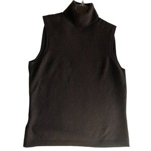 Vintage Ann Taylor 100% Cashmere chocolate brown sleeveless turtleneck sweater